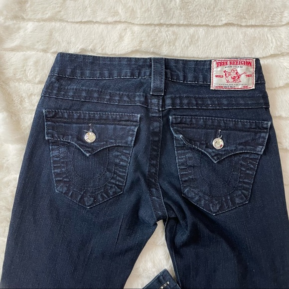 True Religion Vintage Rhinestone Disco Billy Big T Jeans Sz 24 RARE - Picture 9 of 13